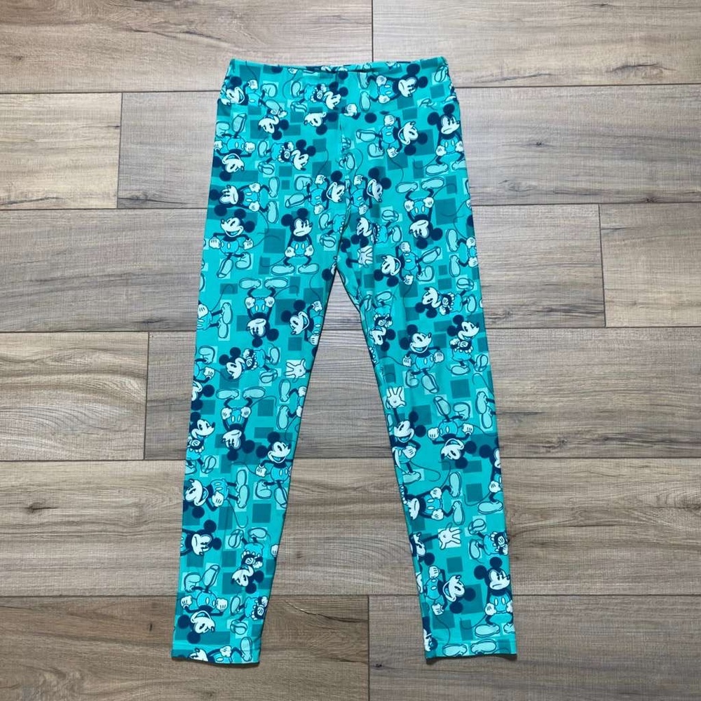 LuLaRoe‎ Women's Disney Collection Mickey Mouse Print Leggings Size OS Green